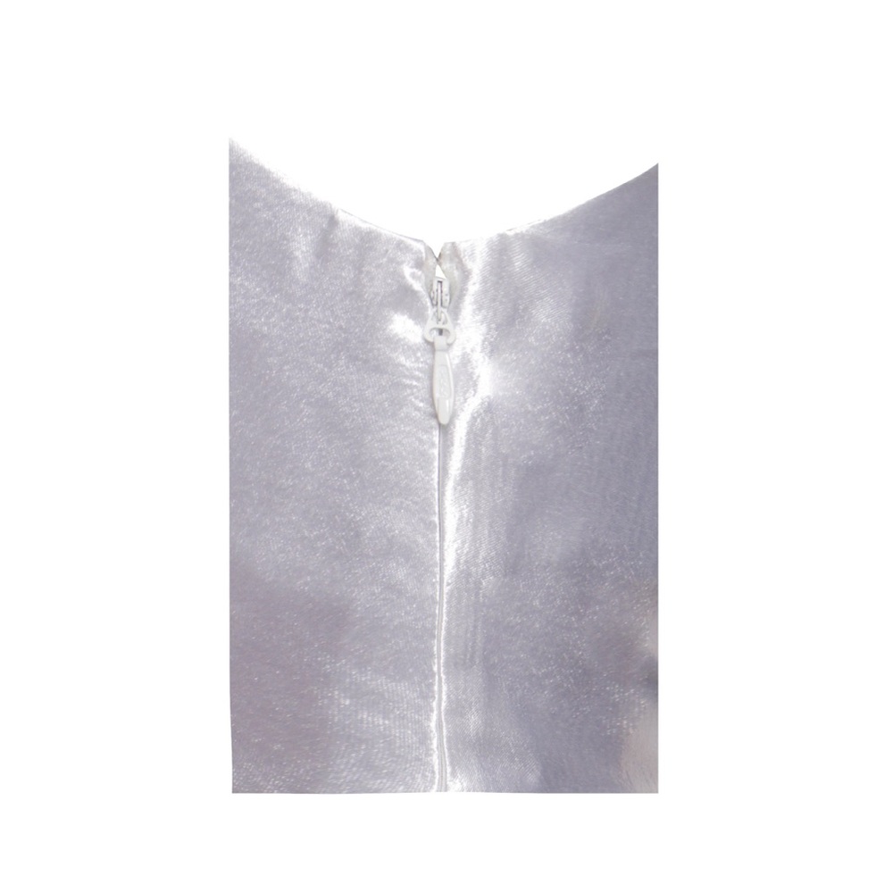 Miss circle white drawstring tie side, slit satin silky bridal midi dress - Picture 7 of 9